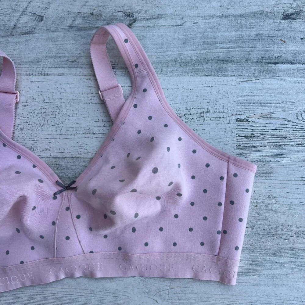 Cacique Bra 44D Pink Gray‎ Polka Dot